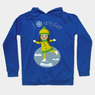 Girl on skates at winter time Hoodie